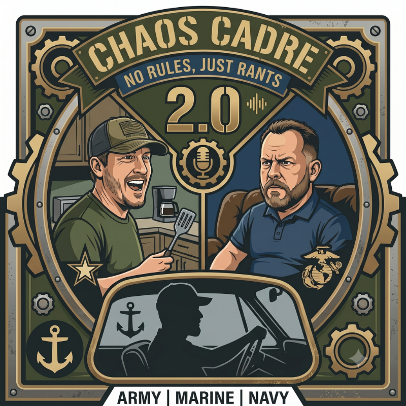 Chaos Cadre 2.0 podcast logo featuring hosts Mark G and Ken Bruce